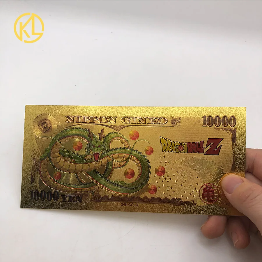10 шт./лот, японский Драконий жемчуг, сон Гохан, 10000 иен, золото, пластик, сувенирная банкнота для классической коллекции детских памятей