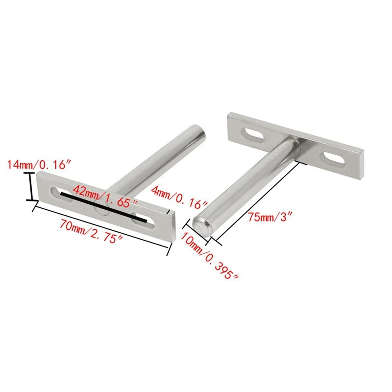 4 шт. 10 мм x 70 мм металлическая Скрытая невидимая полка-3 дюйма закаленная-Низкопрофильная шторка крепления для настенной ShelvingBr