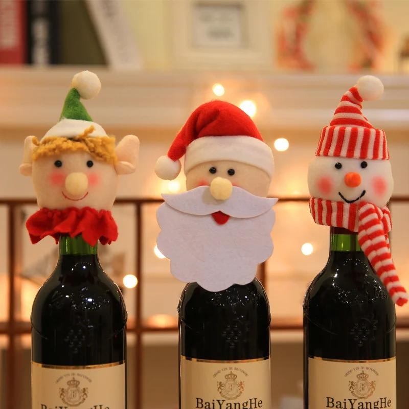 

Christmas Wine Bottle Cap Topper Holiday Dining Table Decorations Elf/Snowman/Santa Claus