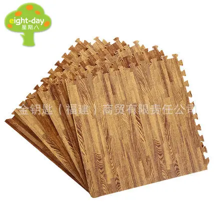 Week Eight Imitation Wood-grain Environmentally Friendly Waterproof Mat Joint Large Size Bedroom Floor Coaster Living Room Crawl