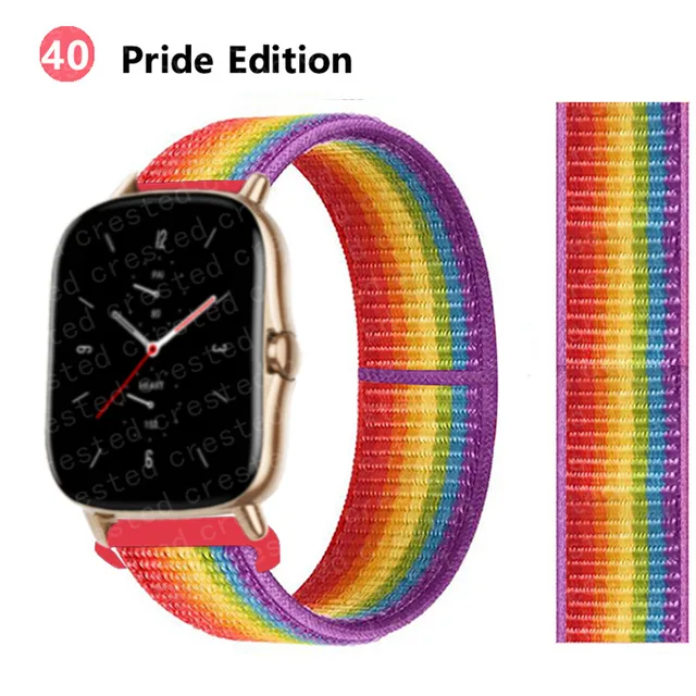 20/22mm Nylon band For Amazfit GTS/2/2e/GTS2 Mini/GTR 3 Pro 42mm/47mm/GTR2/2e/stratos 2/3 Sport Loop Bracelet Amazfit bip strap Pride Edition 39