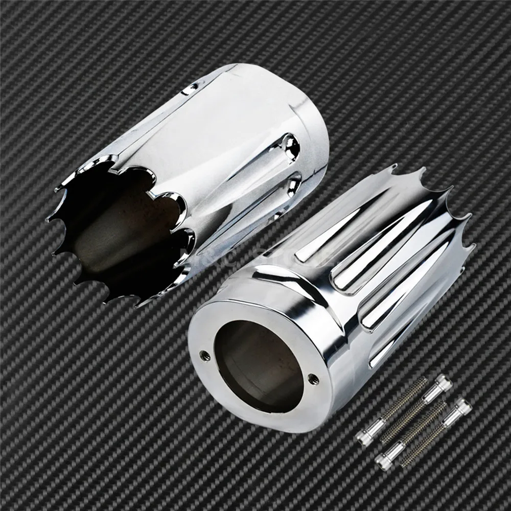 МОТОЦИКЛ хром CNC Cut передняя вилка загрузки слайдер Чехлы для Harley Touring Road King Street Electra Glide FLHX FLSTF 08-13 14-17 - Цвет: B Shock Cover 14-17