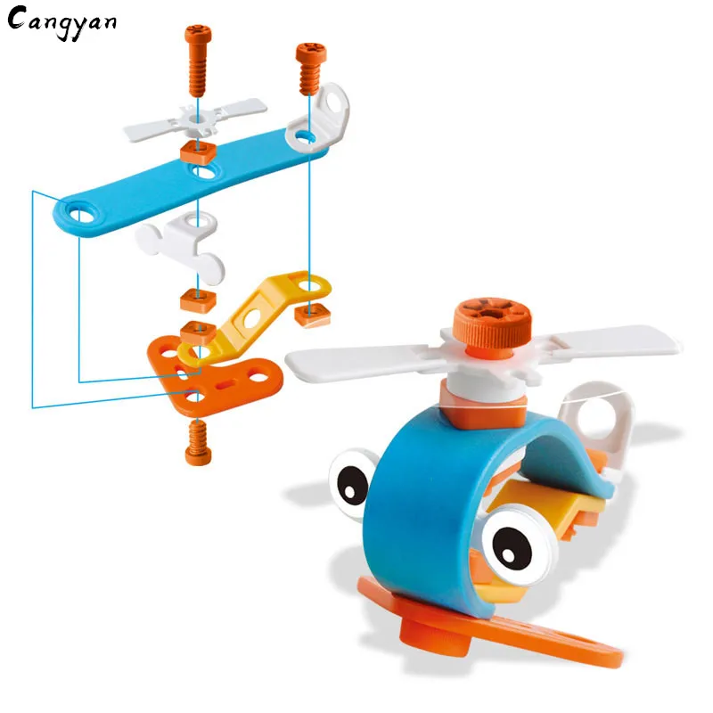 

Children's car aircraft blocks disassembly toys creative building blocks hand-screw assembled motorcycle educational toys