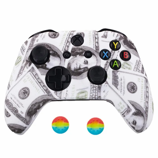 USDollar ZOMTOP водопроводная Печать Камуфляж силиконовый чехол для Xbox One X S контроллер защитный чехол с джойстиком ручки - Цвет: USDollar