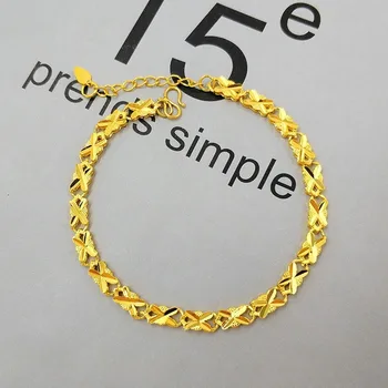 

Korean Fashion Women Bracelet for Wedding Engagement 18k Gold Jewelry Charm Geometric Lucky Bracelet Chain Statement Jewelry