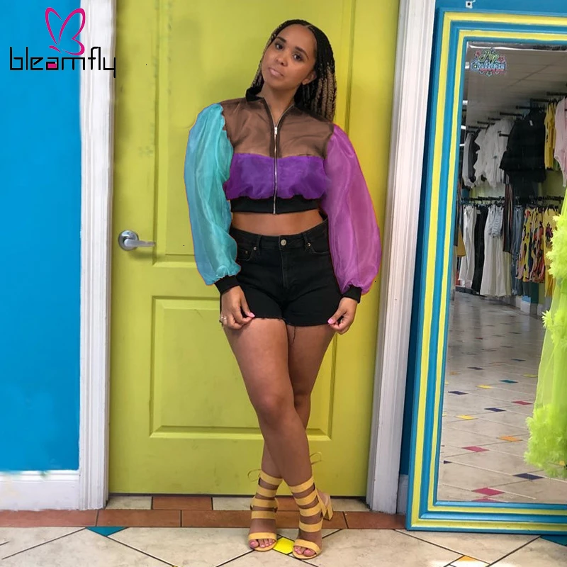 Новинка 2019 Женский Осенний плащ из органзы в стиле пэчворк прозрачный Тренч с