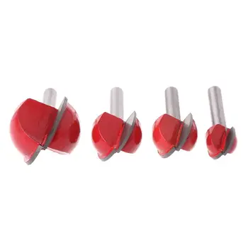 

4PCS/SET 6MM Shank Solid Carbide Round Nose Bits Cove Core Box Router Bit Shaker Cutter for Woodworking CNC Engraving Tools 40JE