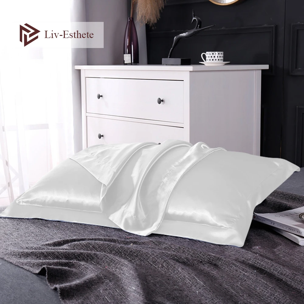 Liv-Esthete Роскошная 100% атласная шелковая белая наволочка Королева Король