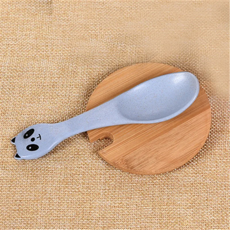 2 Pcs/Set Baby Feeding Food Tableware Panda Wheat Kid Dishes Eco-Friendly Children Training Dinnerware Plate Bowl Spoon