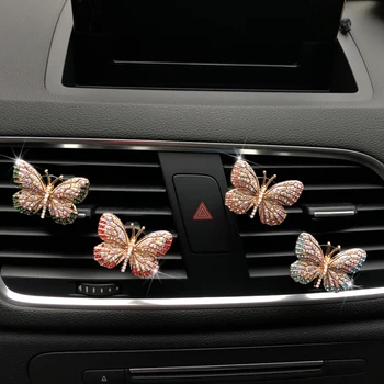 

Exquisite butterfly shape of Rhinestone Car perfume Colorful butterfly car air freshener decoration clip Car perfume