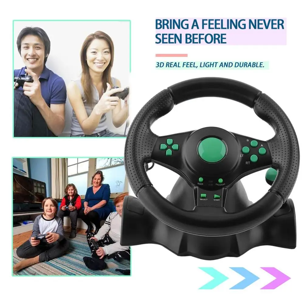 180 Degree Rotation Gaming Vibration Racing Steering Wheel With Pedals For XBOX 360 For PS2 For PS3