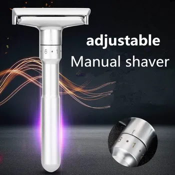 

TFLYSHAVE Adjustable Safety Razor Double Edge Classic Men Shaving Mild to Aggressive 1-6 File Hair Removal Shaver with 5 Blades