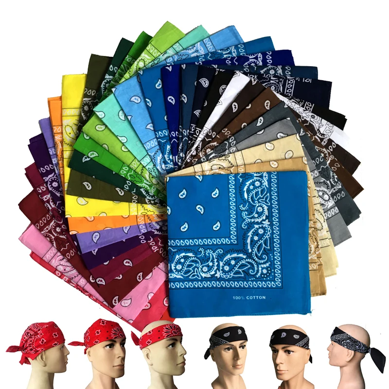 Multifunction Paisley Bandana Headscarf Cashew Flower Scarf Hip Hop Cotton Headband Square Handkerchief for Women Men | Аксессуары для