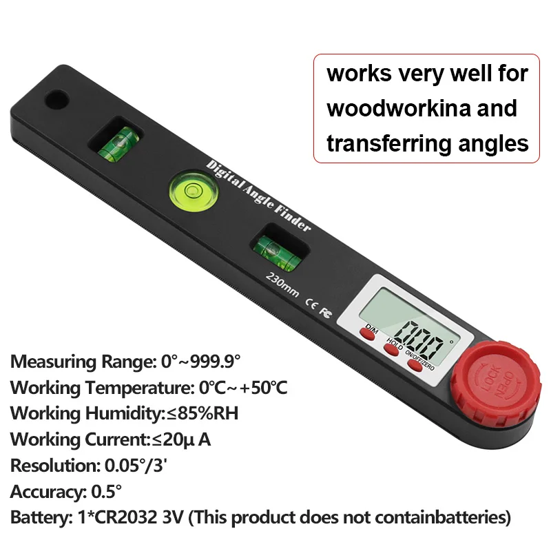 230mm 4in1 digital protractor angle ruler spirit level universal level ruler woodworking angle 360 degree angle protractor 6