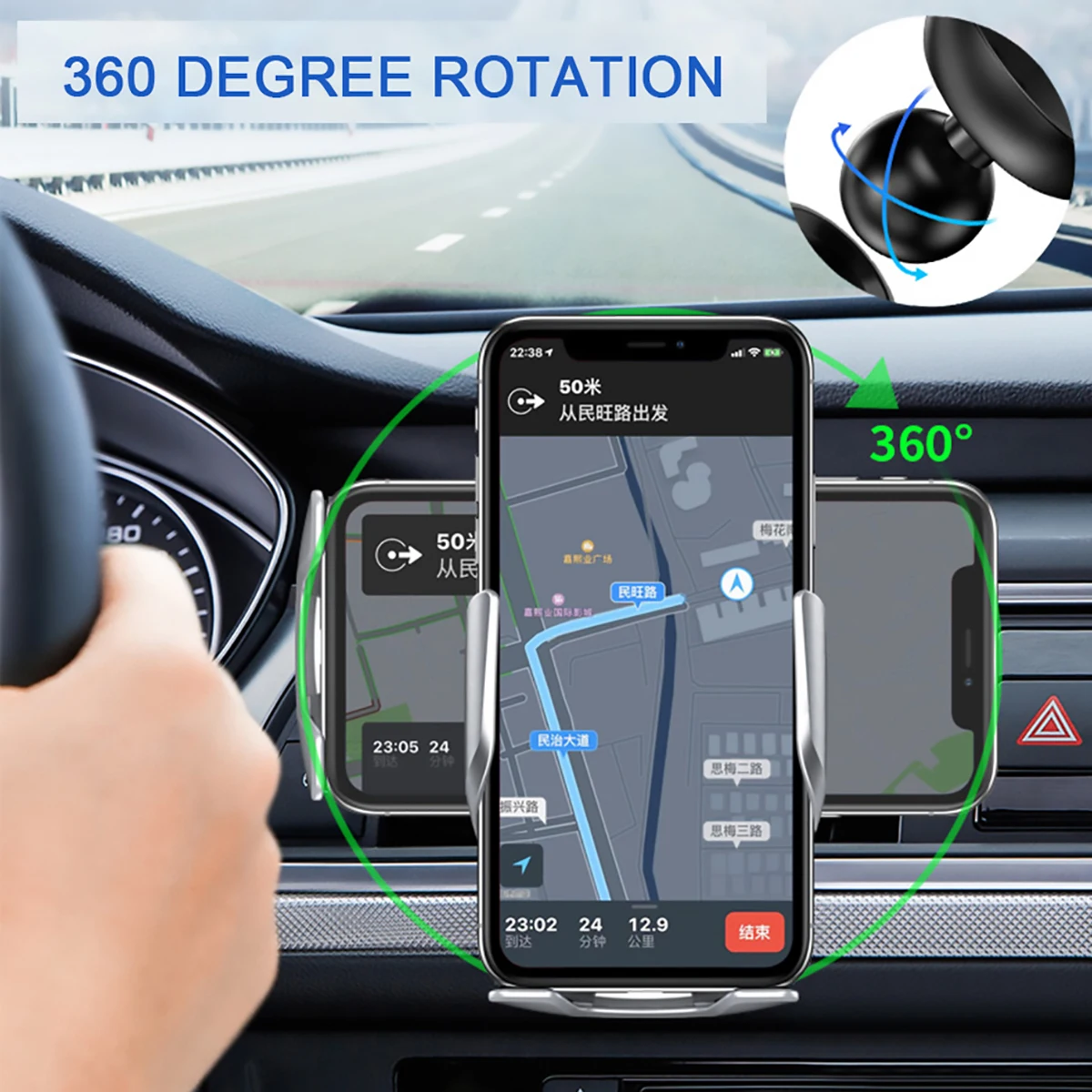 Wireless Charging Car Phone Holder S7 Automatic Clamping Phone Charger Bracket Fast Charging For IPhone Xiaomi Huawei Other