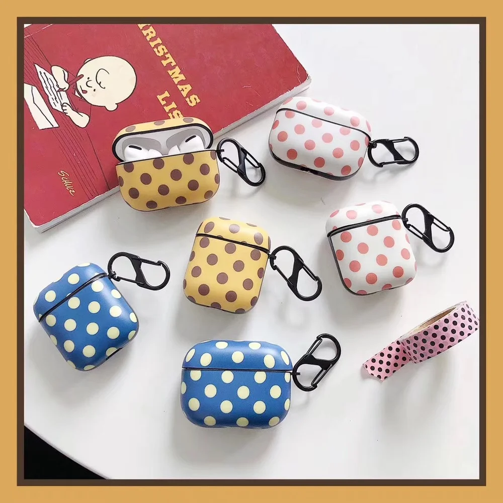 

Cute Polka Dot Earphone Case for Apple Airpod 1 2 Coque Portable Protective Headphone Cover for Airpods Pro Cover with Hook