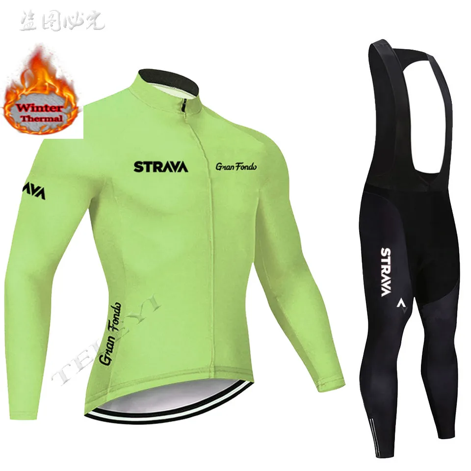 Велоспорт Джерси Strava Длинная зимняя теплая флисовая одежда велосипед MTB велосипедная Одежда Майо Ropa Ciclismo Hombre 20D гель - Цвет: 16