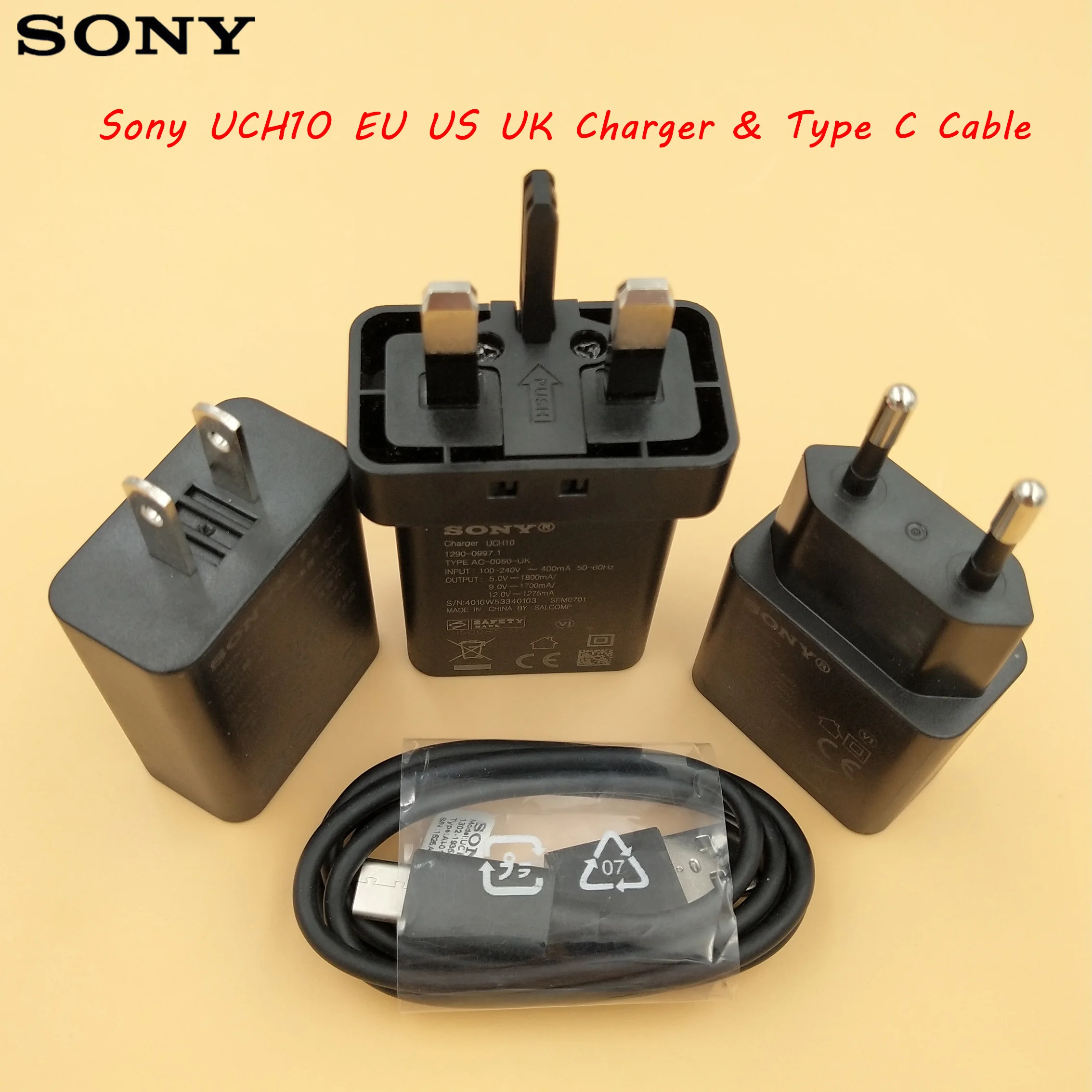 

Original SONY UCH10 EU US UK Fast Quick Charger Adapter & 1m USB Type C Cable For Xperia XA1 XA1 Ultra XA1 Plus XZ1 XZ2 Premium