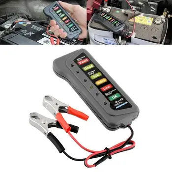 

12V Battery Tester With Two Testing Clips 6-LED Digital Car Accessories Car Motorcycle Display Tester Motor Tool Testing Ba I7S2