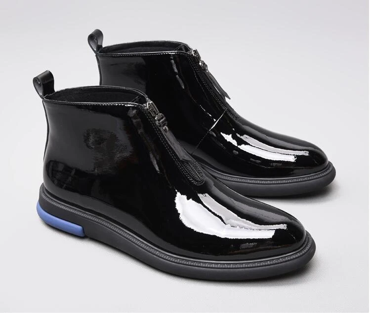 black painted ankle boots