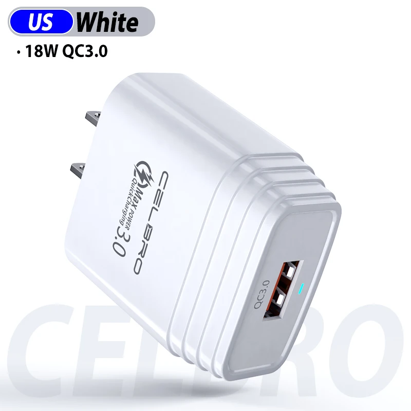 18 Вт портативное зарядное устройство Quick Charge 3,0 USB зарядное устройство для телефона светодиодный QC3.0 быстрое зарядное устройство для iPhone 11 Xiaomi samsung S10 - Тип штекера: US White