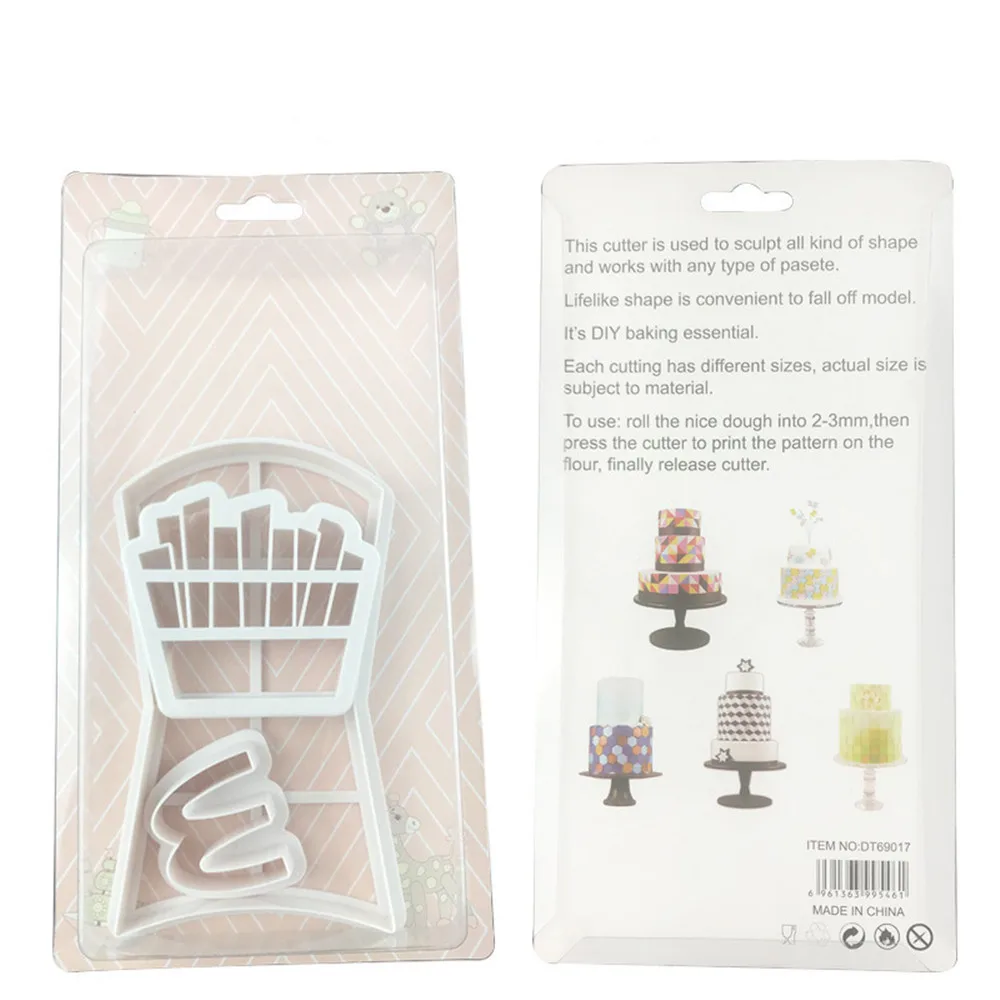 New 3pcs French fries shaped cookie cutter Cake tools Birthday Baking decorating  fondant cutter tools Fondant Sugarcraft Mold06