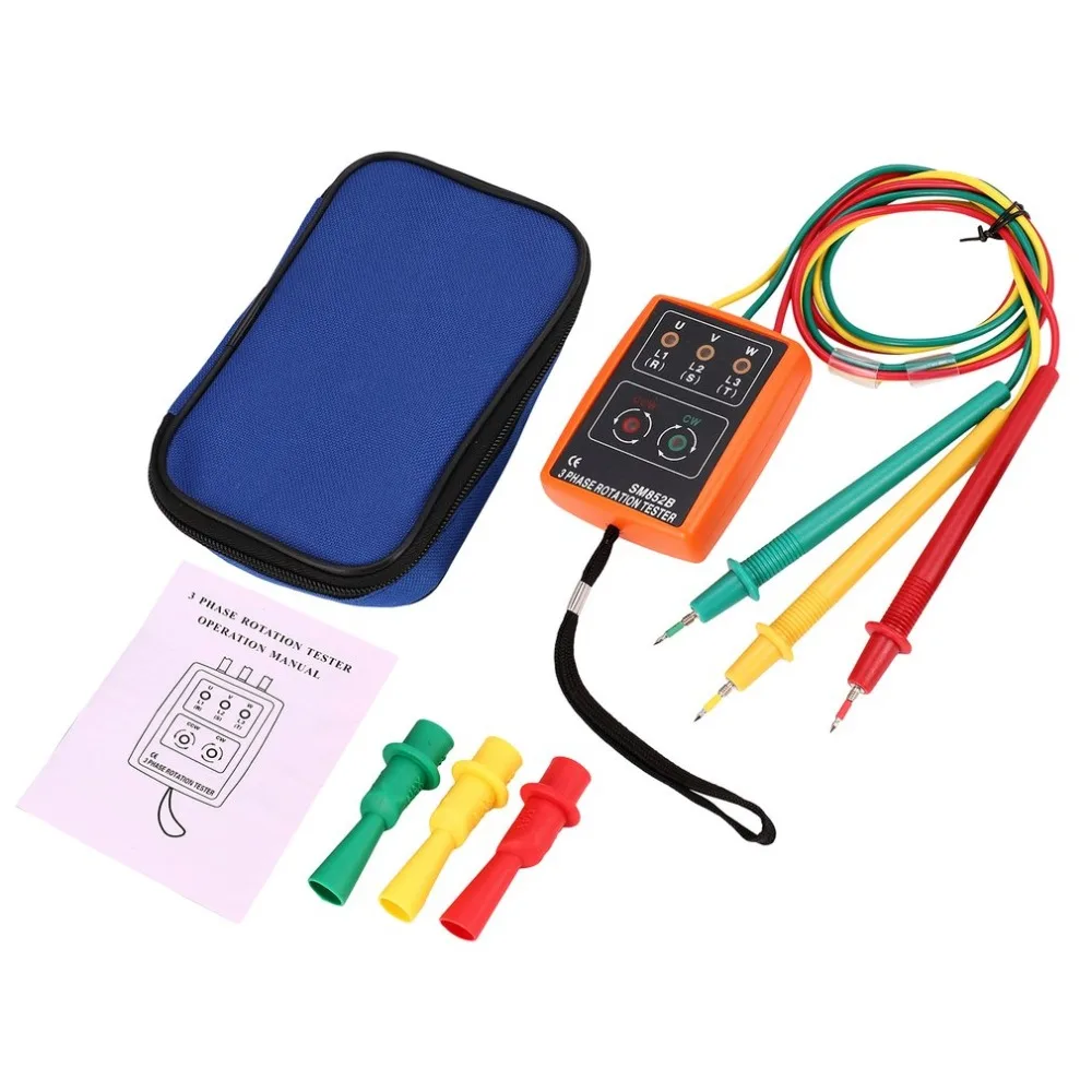 

SM852B Phase Detector Rotation tester sequence Meter Indicator 3 Rotation Digital LED 60V~600VAC Voltage test dropshipping New