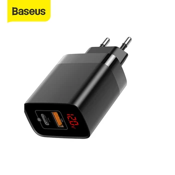 

Baseus 18W Dual USB Fast Charger Quick Charge 3.0 USB C PD Charger with Digital Display Double USB Ports Charger For Phone