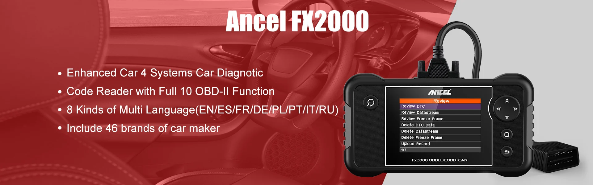 car battery charger ANCEL FX2000 Diagnostic Scanner 4 System Auto ABS SRS Engine Transmission Scan Tool  Professional Automotive OBD2 Code Reader auto battery charger