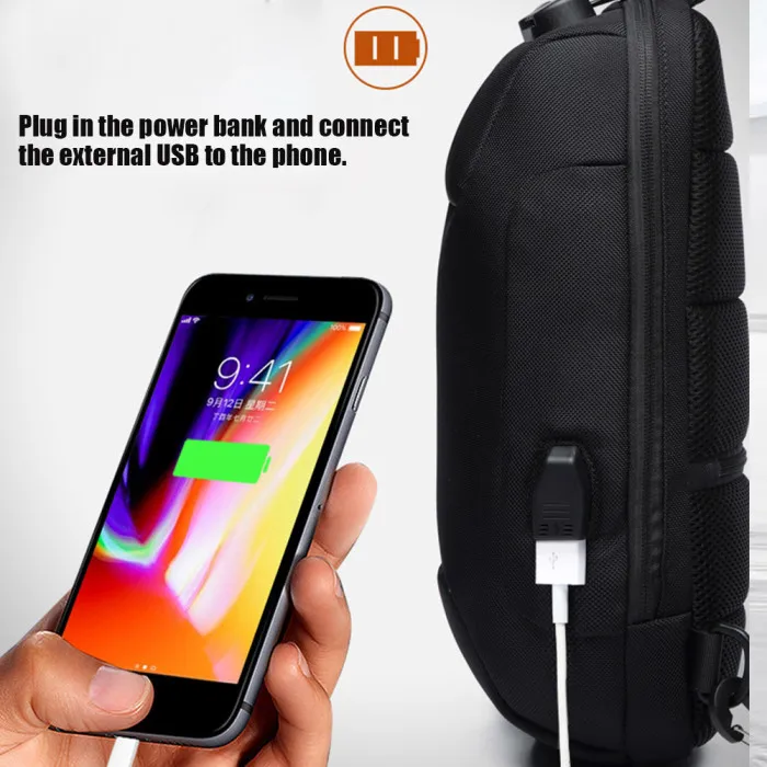 Противоугонная Сумка-слинг через плечо, водонепроницаемая нагрудная сумка с usb зарядным портом, легкая сумка H66
