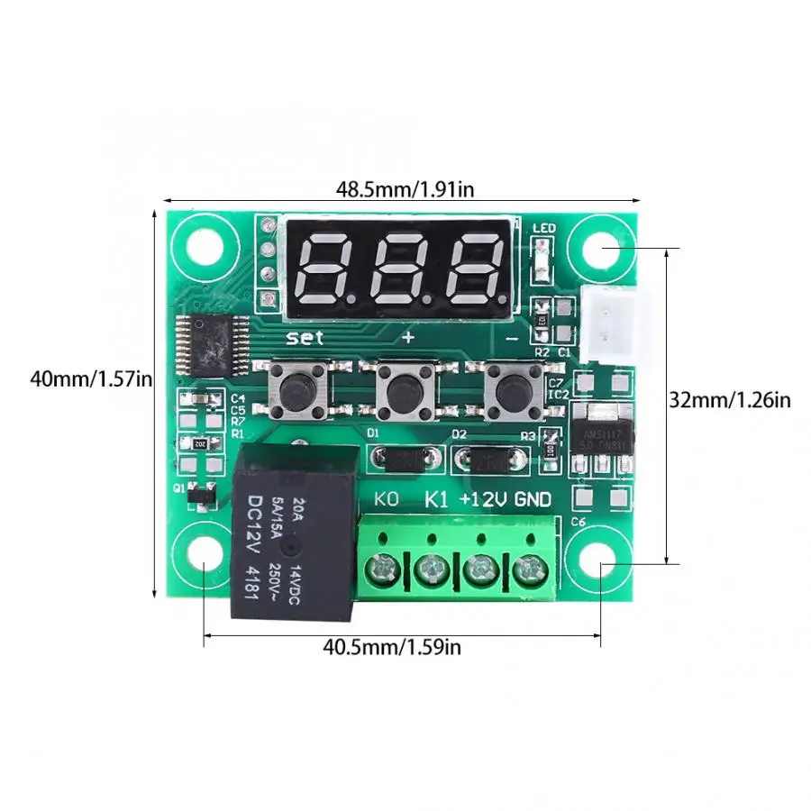 2 шт. W1209 DC 12 В цифровой термостат водонепроницаемый контроль температуры переключатель контроля температуры бортовой датчик-50~ 110 °C