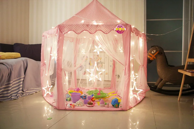 140x135 см, складные палатки в форме замка принцессы для девочек, Игровой Домик из тюля, Детская игровая палатка, портативная Детская домашняя игрушка, палатка, домик с мячом