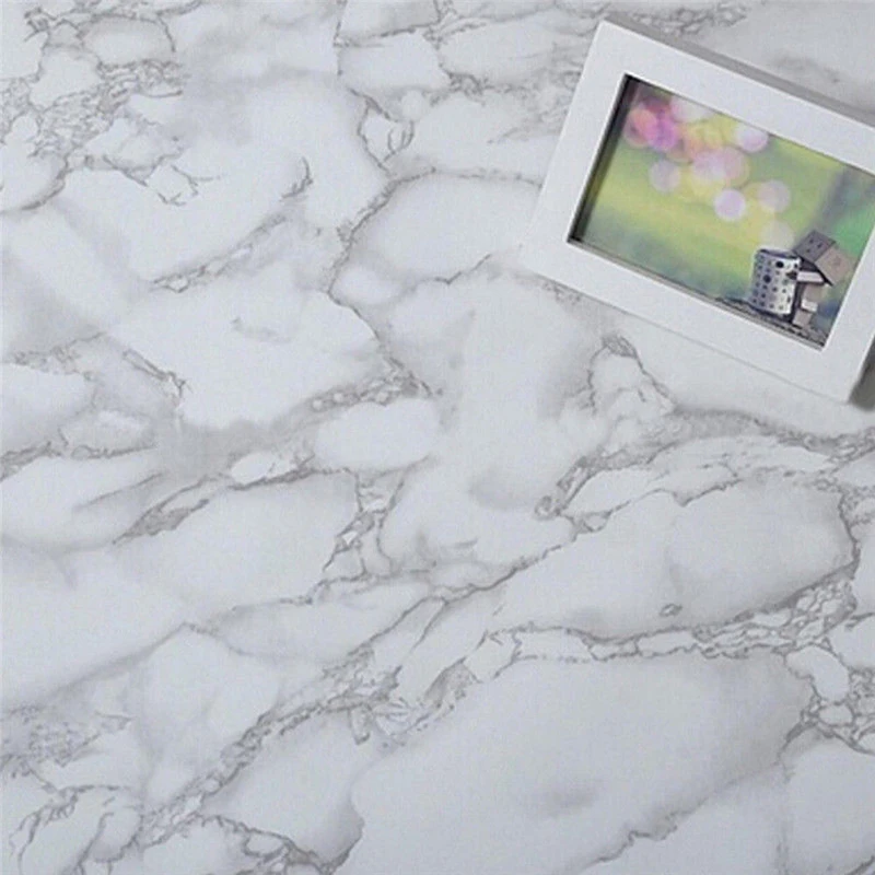 JX-LCLYL Self Adhesive Marble Effect Contact Paper Film Wall Covering Peel-Stick Decor
