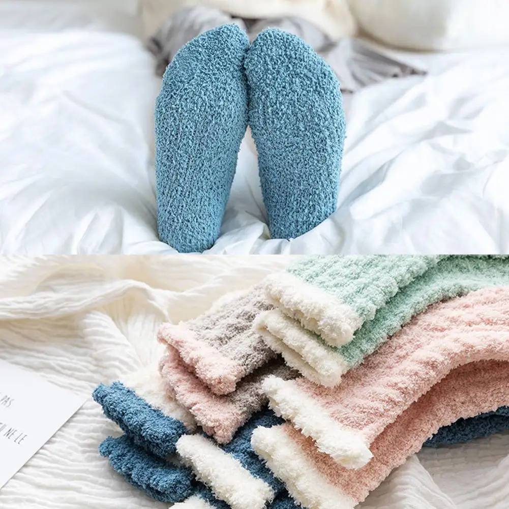 4 пары осенне-зимних японских коралловых бархатных пушистых носков женские теплые утолщенные милые розовые носки для женщин Одежда и аксессуары