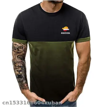 

Sports fitness gradient stitching short-sleeved T-shirt Fashion Men for repsol T Shirts racing Men's Summer Motorcycle T-Shirt