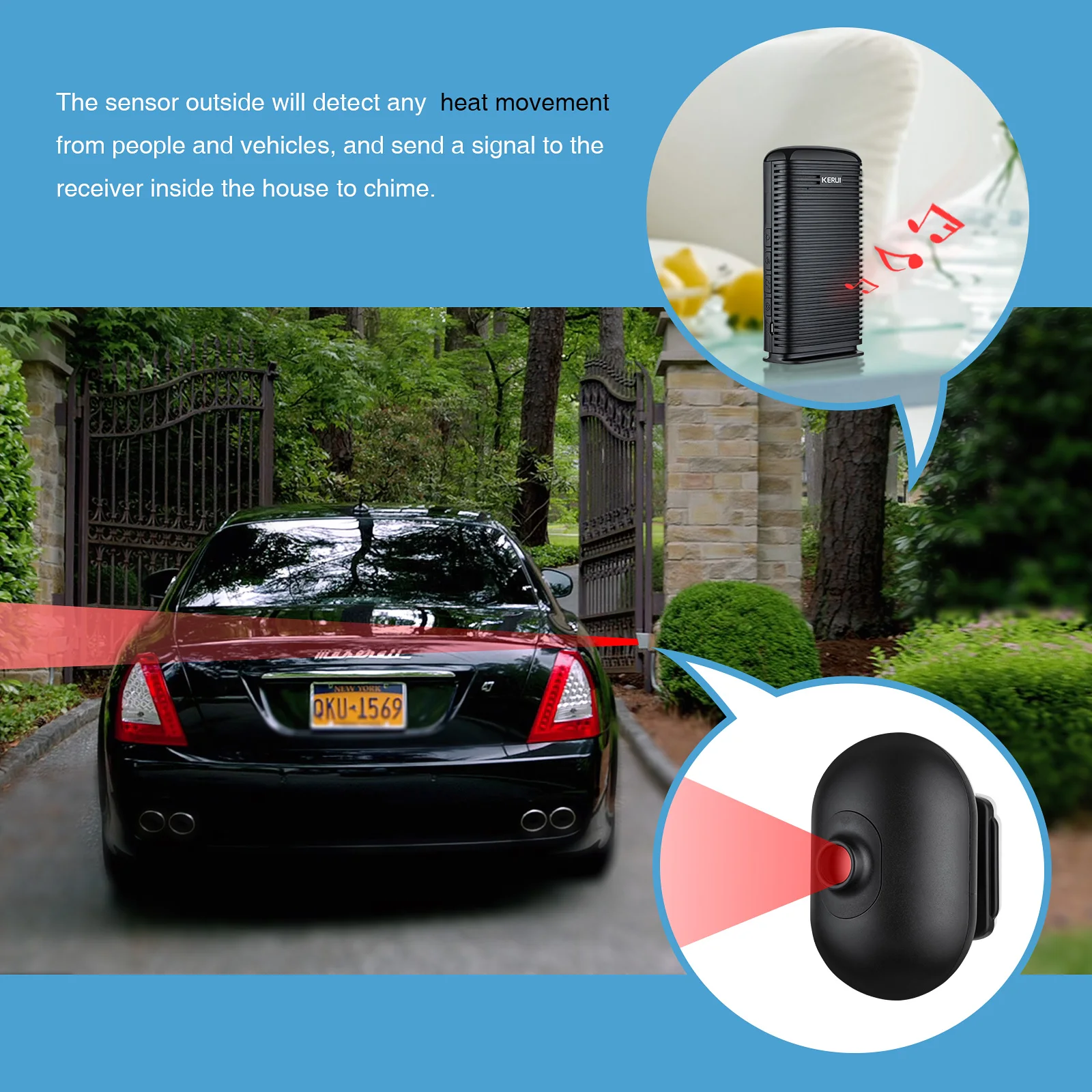 KERUI DW9 Открытый водонепроницаемый беспроводной охранной домашней охранной сигнализации движения PIR инфракрасный детектор для гаража автомобиля человека