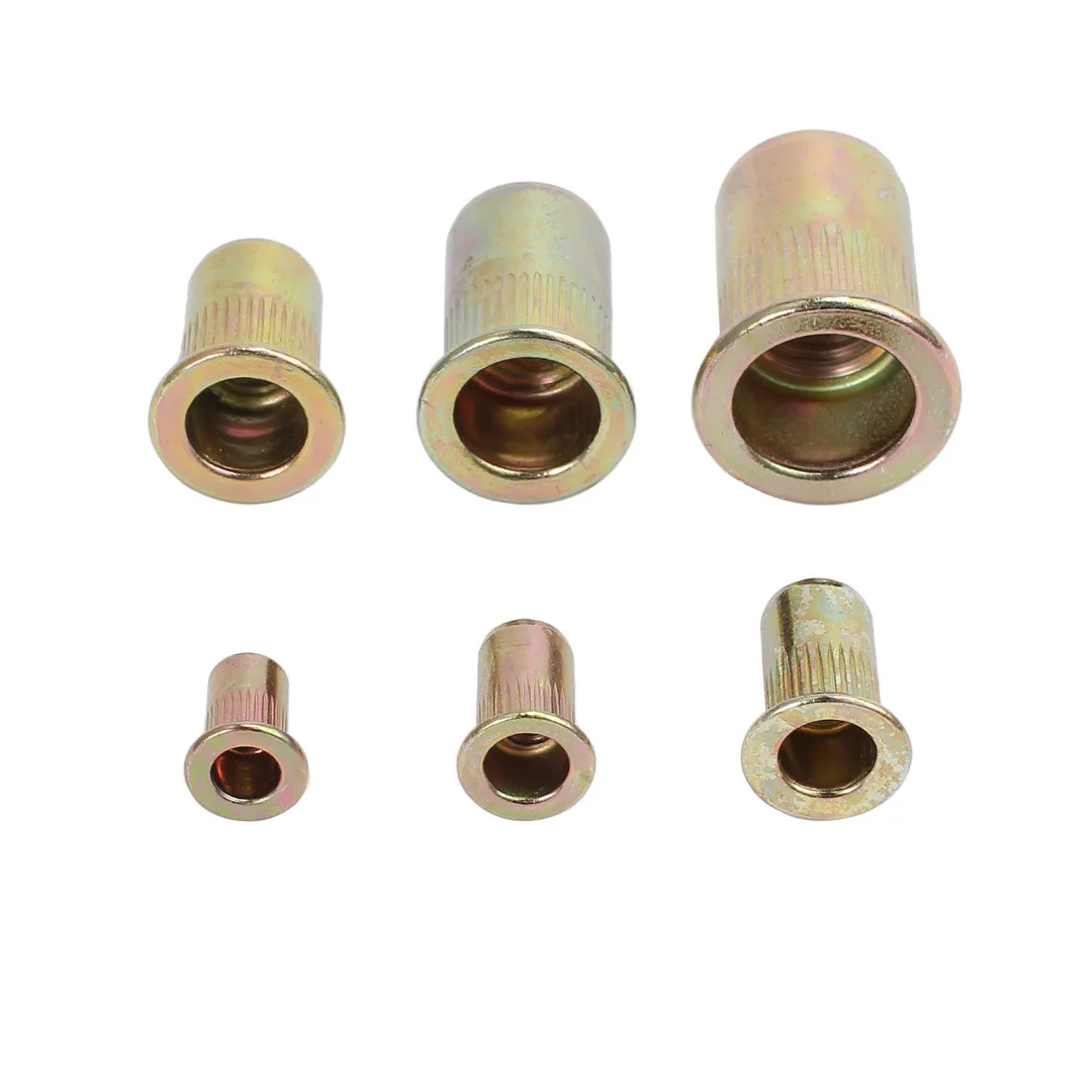 150 шт ассортимент Nutsert Kit M3, M4, M5, M6, M8, M10 заклепочные гайки с плоской головкой Rivnuts оцинкованная стальная фурнитура