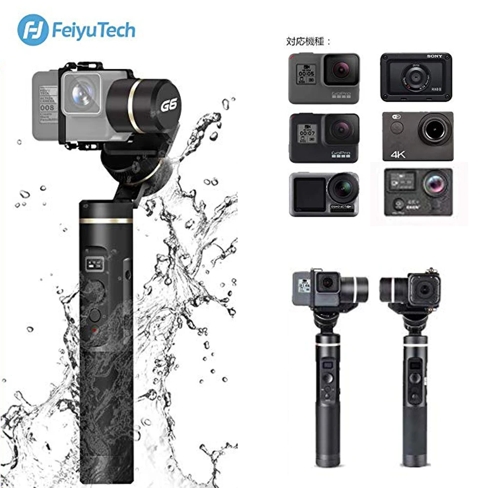 On sale  Feiyu G6 3-Axis Handheld Gimbal stabilizer Splash Proof for GoPro Hero 6/5/4/3/SessionSony RX0Yi Ca