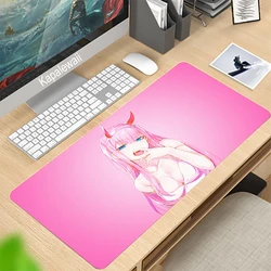 Grand tapis de souris Zero Two Darling In The FranXX, avec bord de verrouillage, pour ordinateur de jeu, bureau 