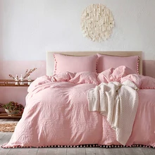 Yimeis Комплект постельного белья, одноцветные одеяла и комплекты постельного белья из стираного хлопка, Комплект постельного белья для королевы BE47025