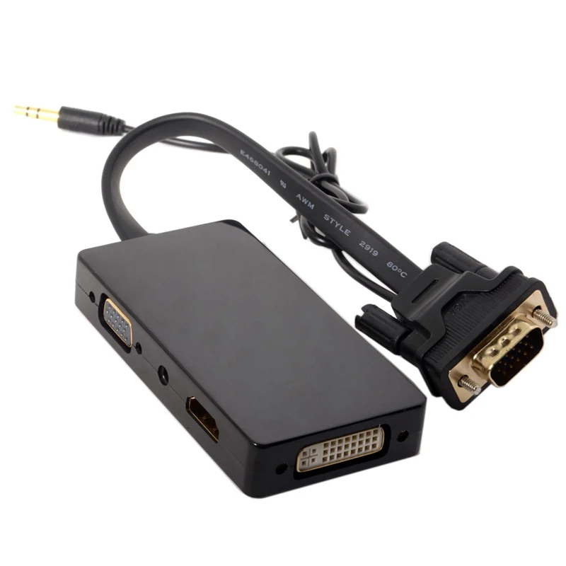 Vga к Vga Аудио Hdmi Dvi 4 в 1 Dongle Кабель-адаптер многопортовый сплиттер конвертер для Hdtv Pc монитор проектор черный
