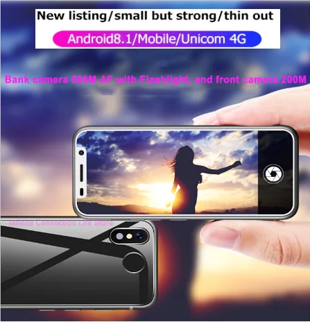 Melrose карманный мини-смартфон с отпечатком пальца ультратонкий 3,4 дюймов MTK Android 8,1 Google Play Store студенческий Android Мобильный fone