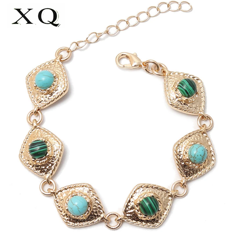 

XQ woman bracelet zinc alloy inlaid white pearl blue stone green stone 2019 new multiple color optional girl holiday gift