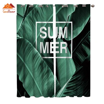 

Banana Leaf Tropical Plants Window Curtains Living Room Outdoor Fabric Drapes Curtain Home Decor