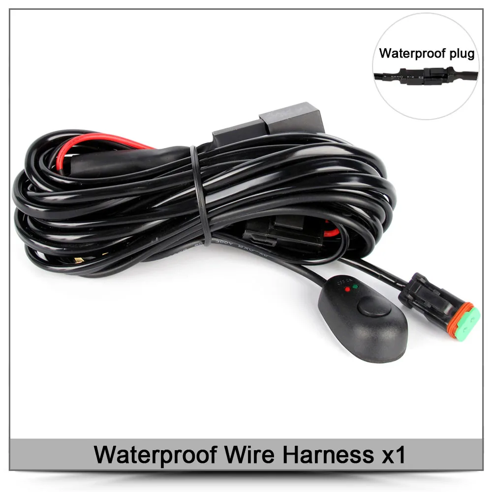 6D Lens Led Light Bar Off road For 4x4 Offroad 4WD ATV UAZ Trucks Tractor Boat 12V 24V Driving Work Barra Lights Car Retrofit - Цвет: Wire Harness x1