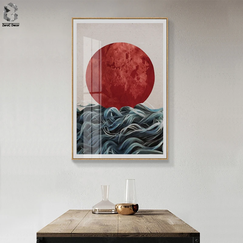 Abstract Japanese Sunrise Posters and Prints Wall Art Canvas Painting Pictures For Living Room Scandinavian Seascape Home Decor