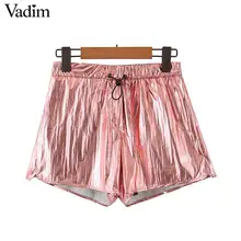Vadim женские стильные розовые летние пляжные шорты на завязках женский с эластичной талией повседневные шикарные Шорты однотонные Ретро pantalones cortos SA184