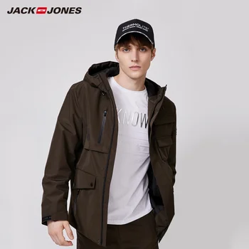 

JackJones Men's Cargo Multi-pocket Short Waterproof Warm Hooded Stand-up Collar Padded Coat| 219409501