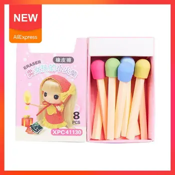 

8 Pcs/pack Cute Kawaii Matches Eraser Lovely Colored For Kids Creative Gift Item Kids Eraser Students N1Y1