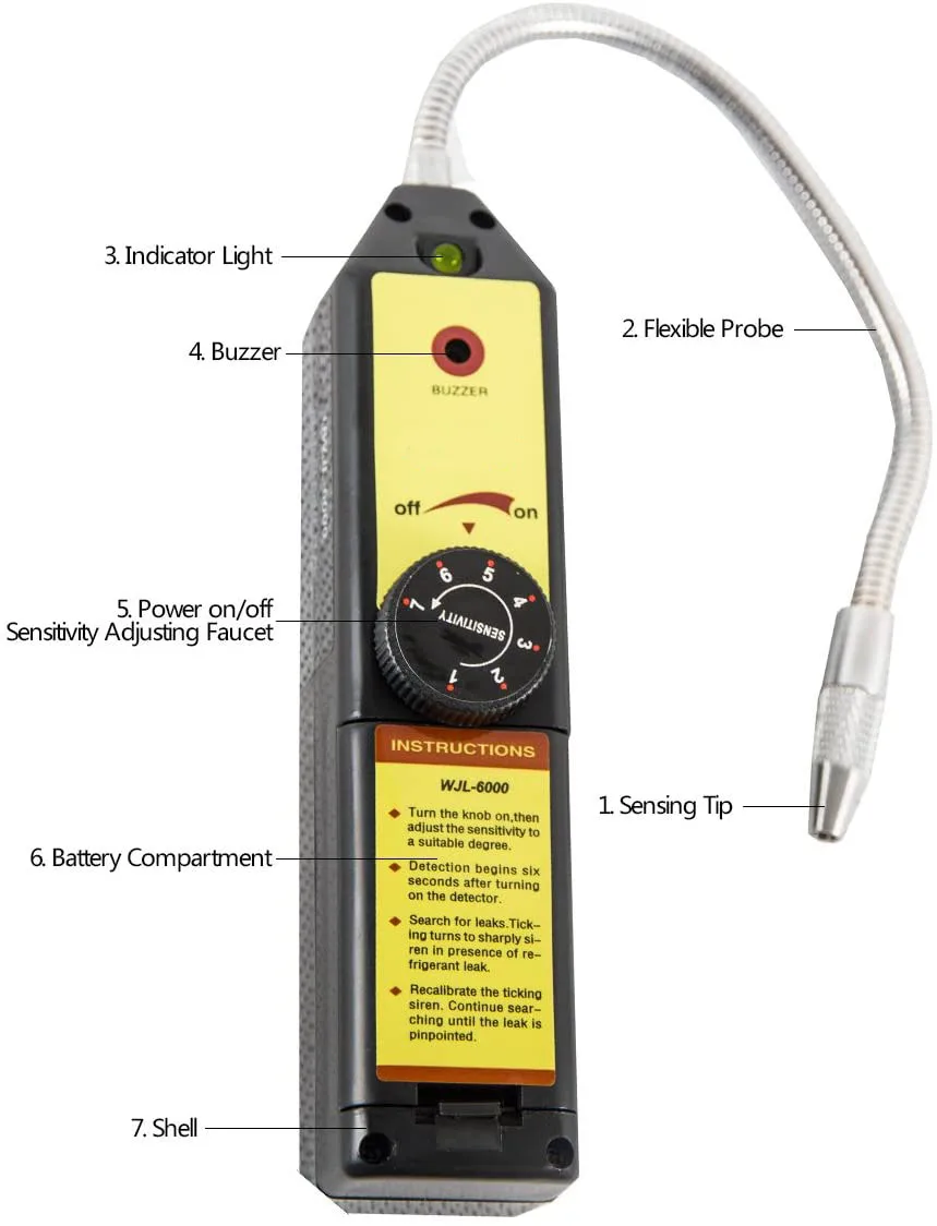 WJL6000 Freon Leak Detector Halogen Leak Detector Refrigerant Gas HVAC